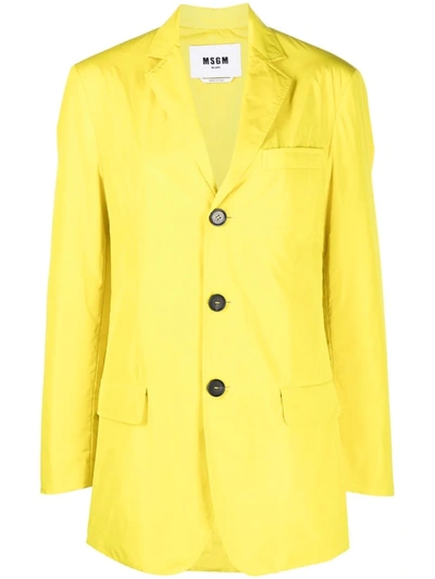 Msgm Single-breasted Blazer In Yellow