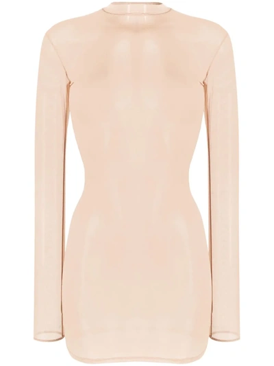 Maison Close Sheer Mesh Mini Dress In Neutrals