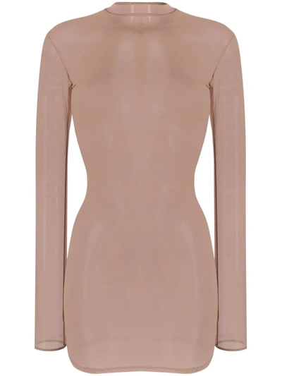 Maison Close Long-sleeved Semi-sheer Camisole In Neutrals