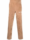 Palm Angels Mens Brown White Track Rainbow-stripe Chenille Jogging Bottoms Xs In Brown