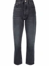 Agolde Tapered-leg Cropped Jeans In Black