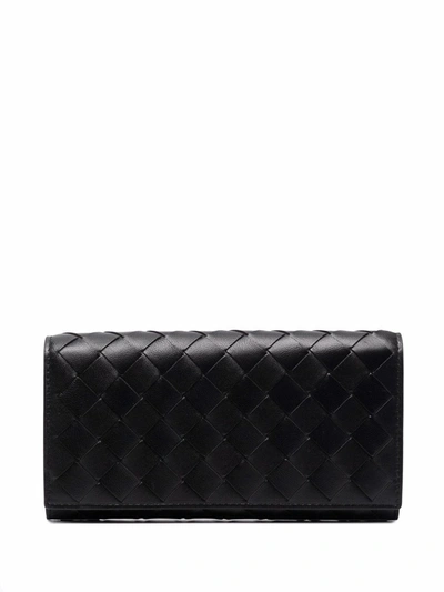 Bottega Veneta Rectangular Intrecciato Wallet In Black