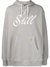 Junya Watanabe Slogan-print Cotton Hoodie In Grey