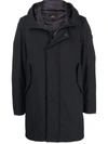 Peuterey Logo Patch Hooded Coat In Black