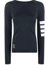 Thom Browne Black Flyweight Compression Tech 4-bar Long Sleeve T-shirt In Mixed Colours