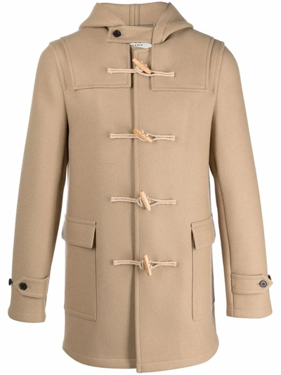 Saint Laurent Hooded Duffle Coat In Nude