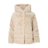 Apparis Goldie Hooded Faux Fur Short Coat In Latte