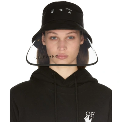 Off-white Logo Bucket Hat With Removable Visor In Black