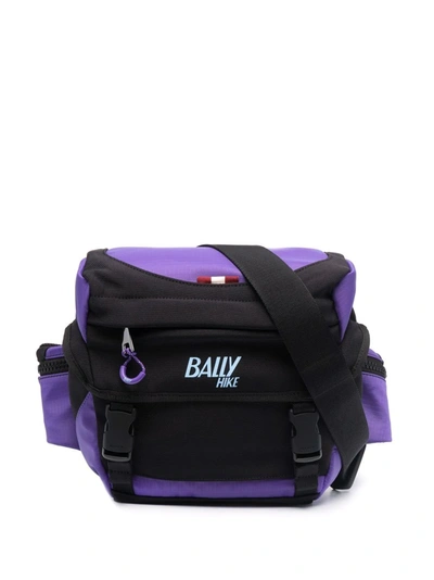 Bally Logo Colour-block Belt Bag In Black Purple