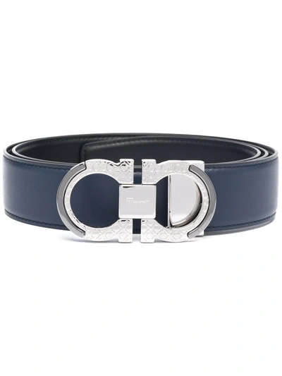 Ferragamo Gancini Logo Belt In Blau
