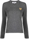 Comme Des Garçons Play Embroidered Heart V-neck Jumper In Grau