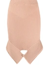 Adamo Ribbed-knit Asymmetric Skirt In Nude