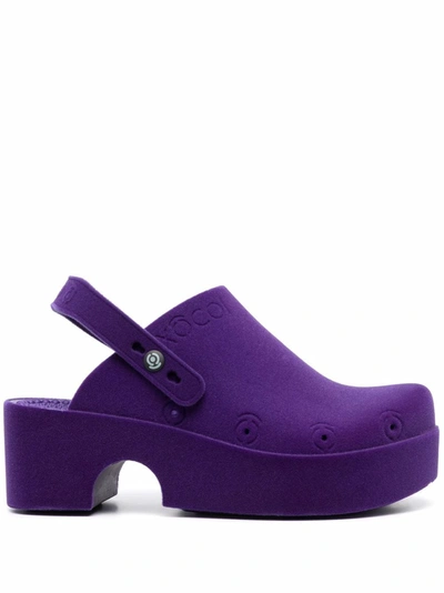 Xocoi Flocked-finish Clogs In Violet