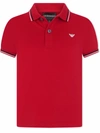 Emporio Armani Logo-print Cotton Polo Shirt In Red