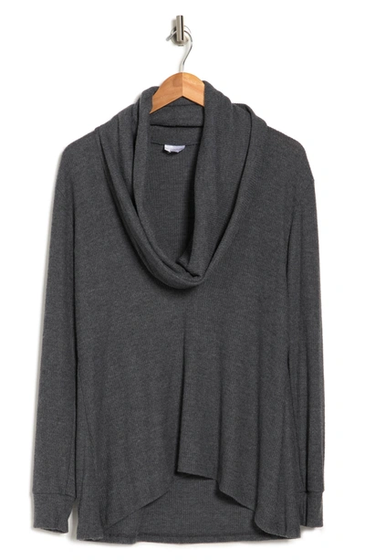 Go Couture Cowl Neck Long Sleeve Sweater In Grey