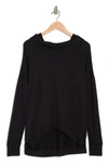 Go Couture Asymmetric Dolman Sweatshirt In Black Print 1