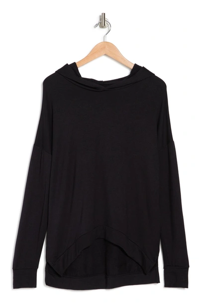 Go Couture Asymmetric Dolman Sweatshirt In Black Print 1