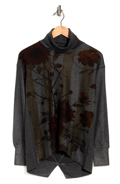 Go Couture Turtleneck Cutout Sweater In Grey