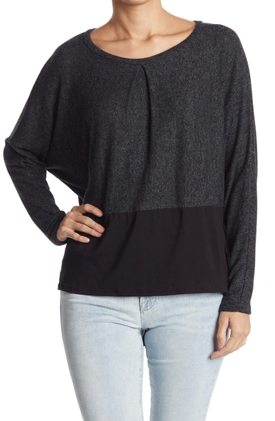 Go Couture Contrast Hem Top In Charcoal