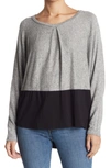 Go Couture Contrast Hem Top In Heather Grey