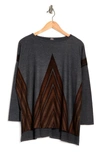 Go Couture Colorblock Top In Charcoal Print 2