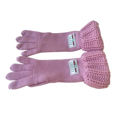 Pre-owned Gucci Wool Gloves In Pink