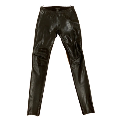 Pre-owned Max Mara Leather Leggings In Black
