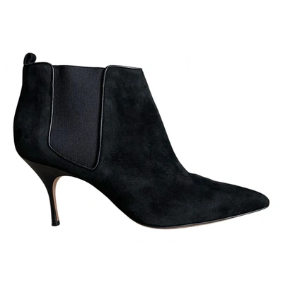 Pre-owned Manolo Blahnik Ankle Boots In Black