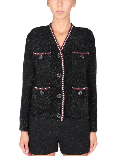 Self-portrait Oversize Cardigan In Nero