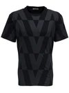 VALENTINO MACRO OPTICAL BLACK JERSEY T-SHIRT,WV0MG10Y7V8G34