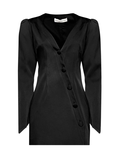 Nineminutes The Rachel Stretch Satin Mini Dress In Black