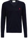 Ami Alexandre Mattiussi De Coeur Wool Crewneck Sweater In Blu