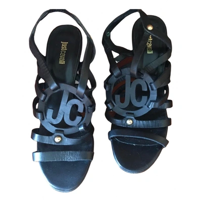 Pre-owned Just Cavalli Leather Sandal In Black