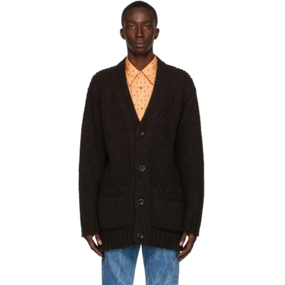 Dries Van Noten Brown Wool Cardigan In 703 Brown