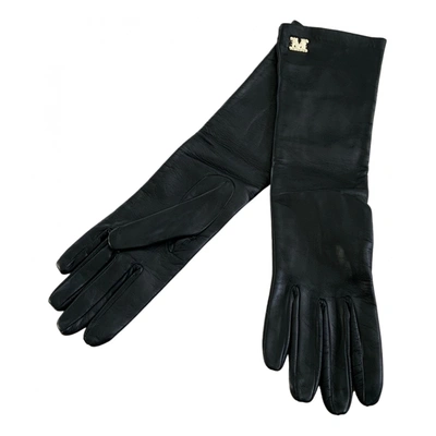 Pre-owned Max Mara Leather Long Gloves In Black