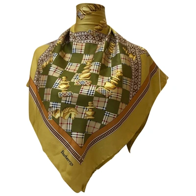 Pre-owned Burberry Silk Scarf In Gold