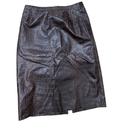 Pre-owned Balenciaga Vegan Leather Mid-length Skirt In Brown