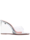 Amina Muaddi Transparent Lupita Glass Wedge Heeled Sandals In Metallic