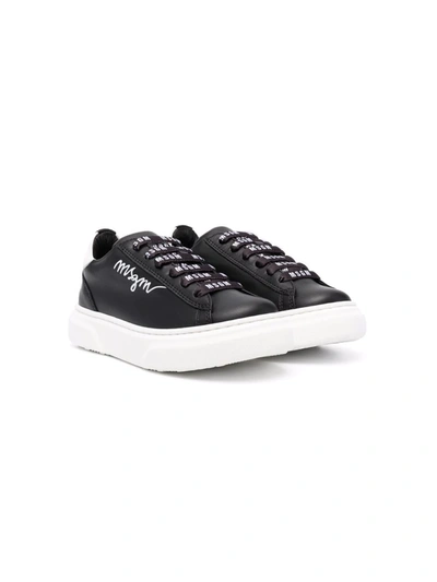 Msgm Logo-print Low Top Trainers In 黑色