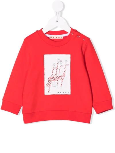 Marni Babies' Logo-patch Sweatshirt In 红色