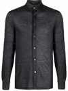 Dell'oglio Pointed-collar Merino Wool Shirt In 灰色