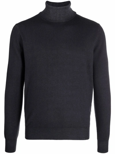 Dell'oglio Roll-neck Rib-trimmed Jumper In Blue