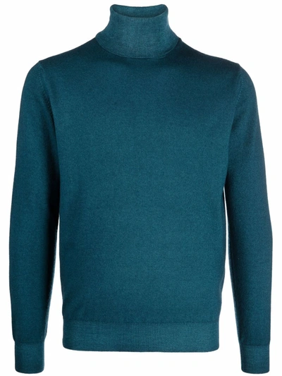 Dell'oglio Roll-neck Rib-trimmed Jumper In Blue