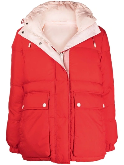 Yves Salomon Logo-print Padded Coat In 红色