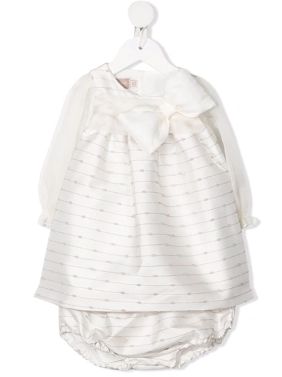 La Stupenderia Babies' Abstract-print Bow-detail Dress In 白色