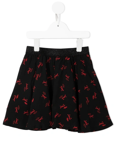 Sonia Rykiel Enfant All-over Logo Print Skirt In 黑色