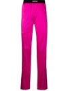 Tom Ford Logo-waist Slip-on Trousers In 粉色