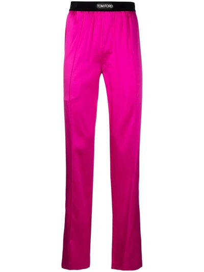 Tom Ford Logo-waist Slip-on Trousers In 粉色