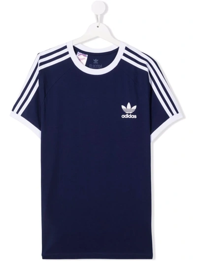 Adidas Originals Kids' Chest Logo-print T-shirt In 蓝色