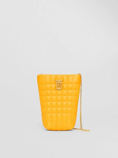 Burberry Micro Quilted Lambskin Lola Bucket Bag In Deep Saffron